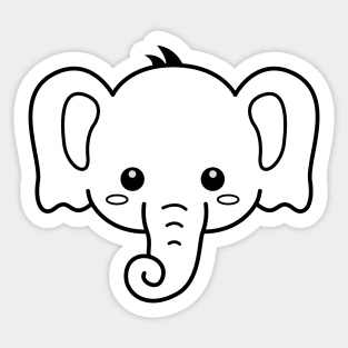 Elephant Head - Cute Illustration - Baby Elephants Sticker